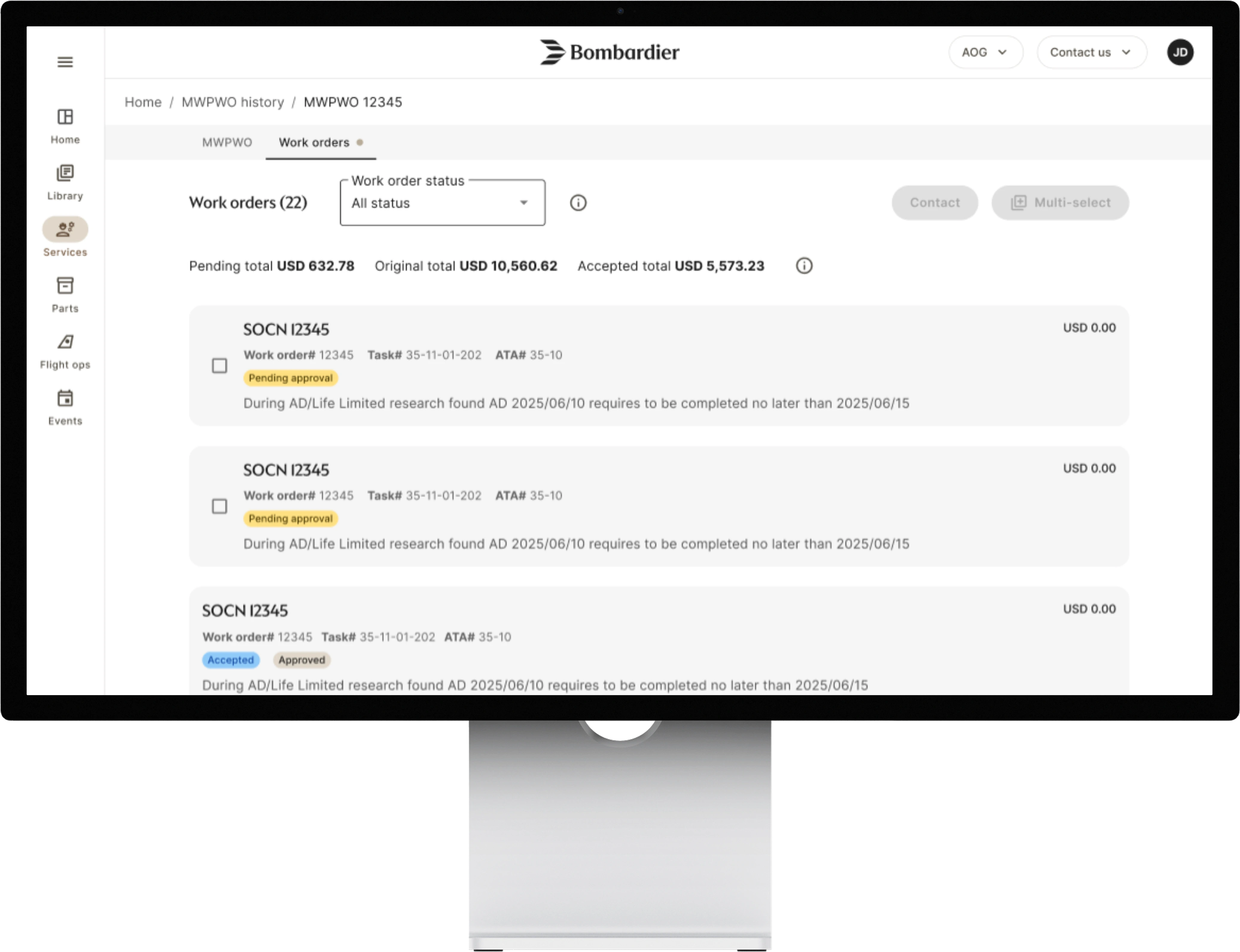 MyBA multi-select state for batching approval items