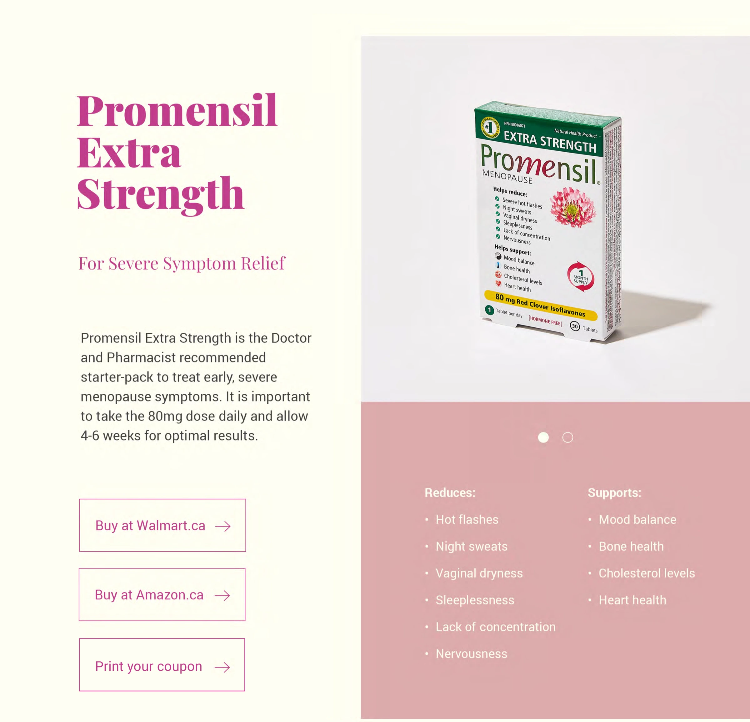 Promensil Extra Strength product information and benefits block